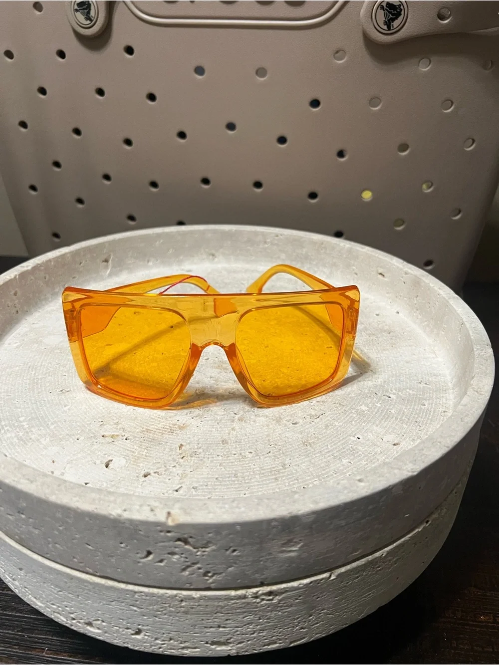 NEW Oversized Amber Transparent Square Sunglasses